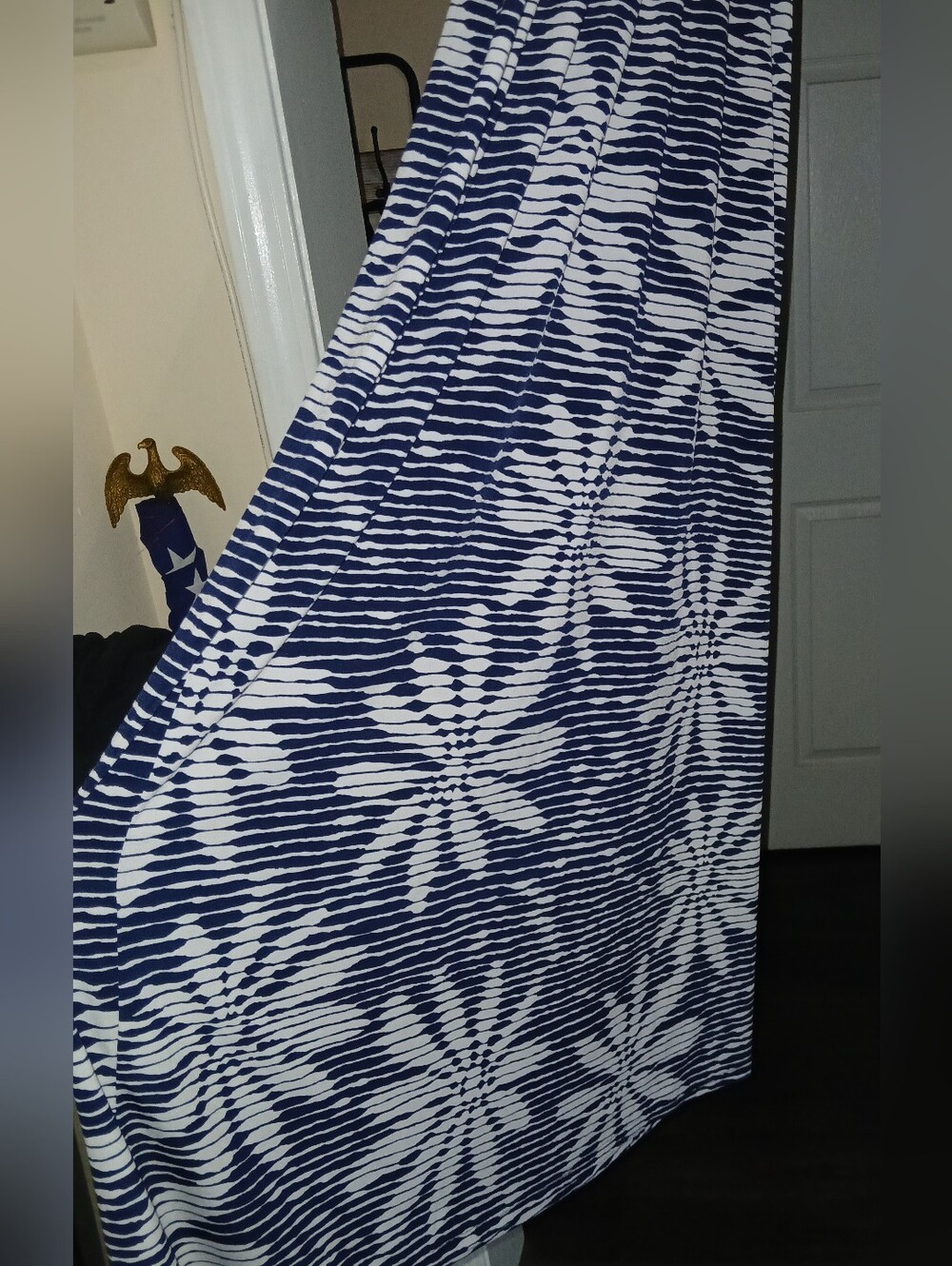 love...ady Navy and White Striped Abstract Maxi Dress